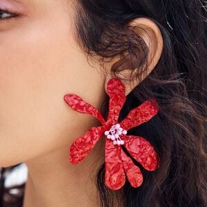 Zara Flower Earrings in Red